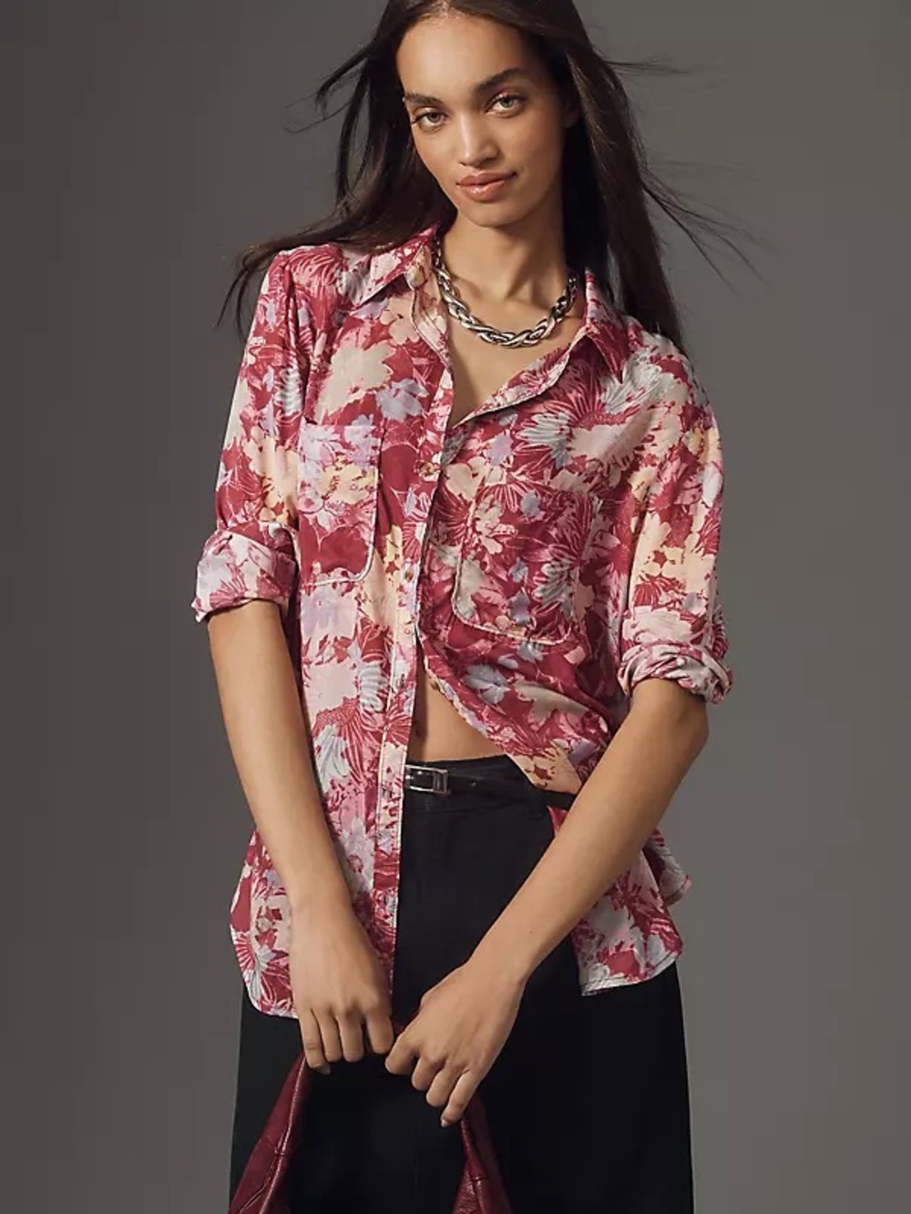 Anthropologie Pilcro Women’s The Romy Relaxed Button Down Shirt Lightweight XL